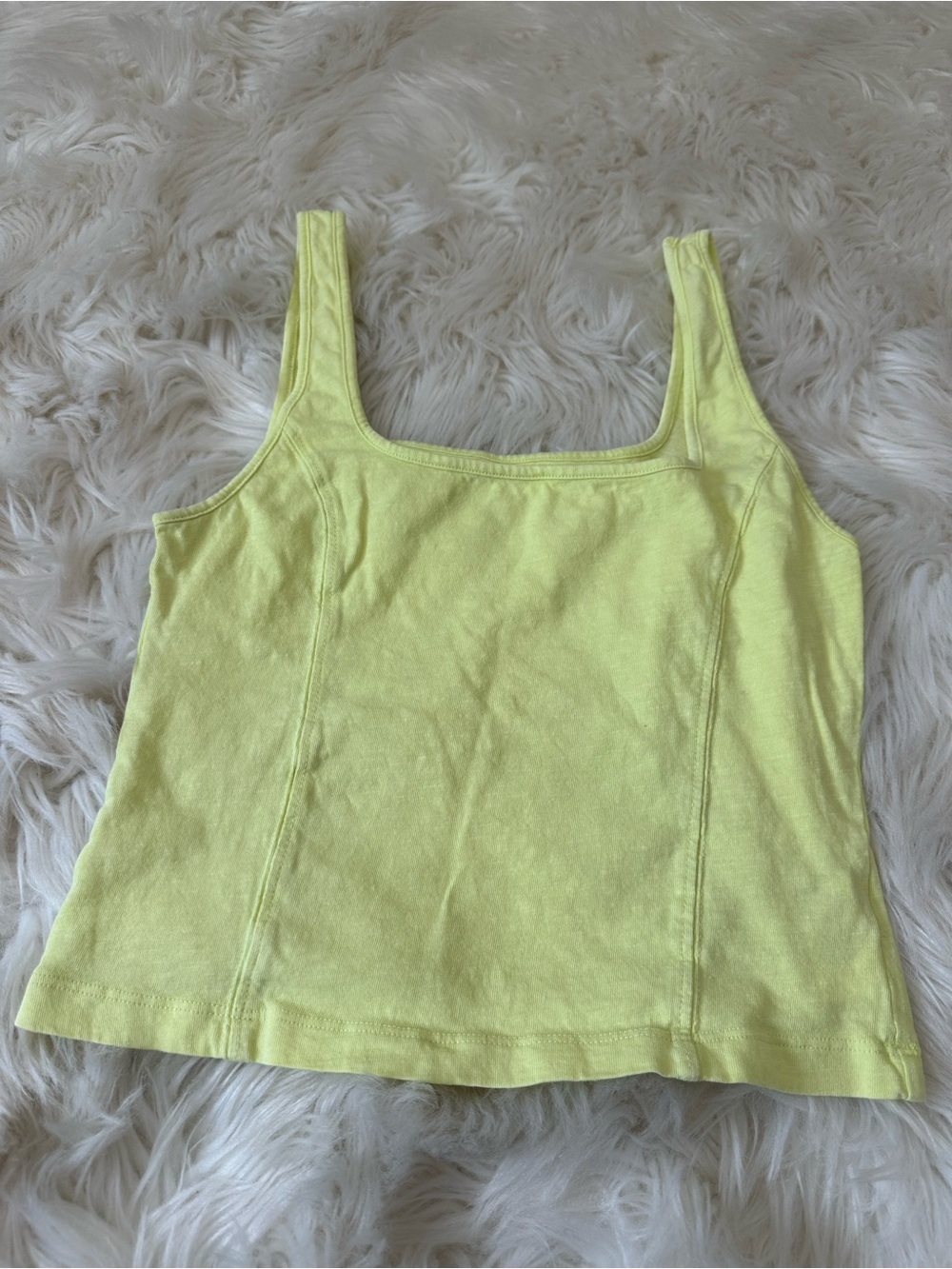 aerie Lemon Yellow Square-Neck Tank Top